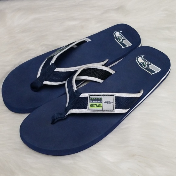 NFL Other - Seattle Seahawk Slipon Flip Flops Navy & White L